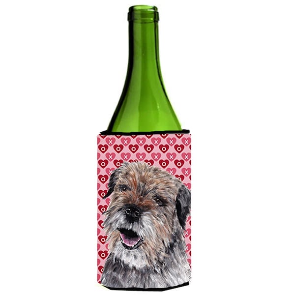Carolines Treasures Border Terrier Valentines Love Wine bottle sleeve Hugger 24 oz. - SC9557LITERK