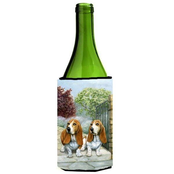 Carolines Treasures Basset Hounds in the Gate Wine Bottle Can cooler Hugger - BDBA0390LITERK