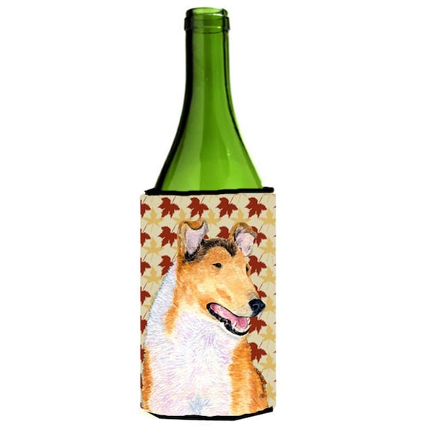 Carolines Treasures Collie Smooth Fall Leaves Portrait Wine bottle sleeve Hugger - SS4386LITERK