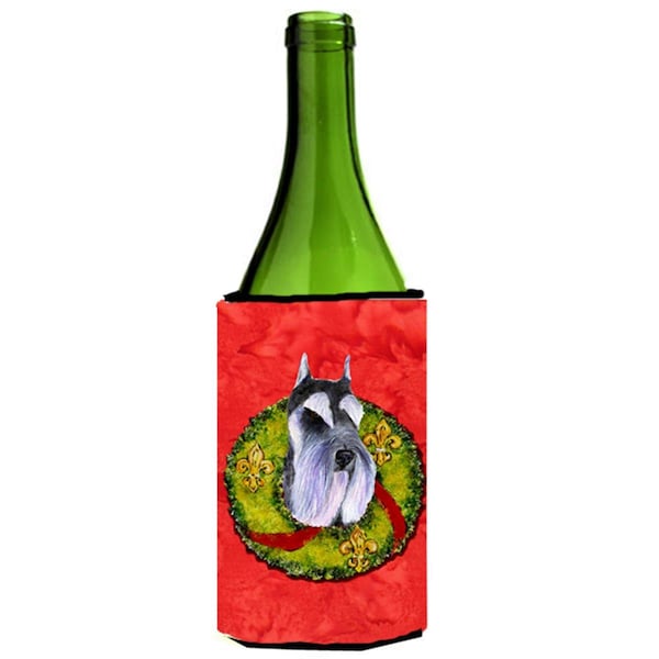 Carolines Treasures Schnauzer Christmas Wreath Wine bottle sleeve Hugger - 24 oz. - SS4167LITERK