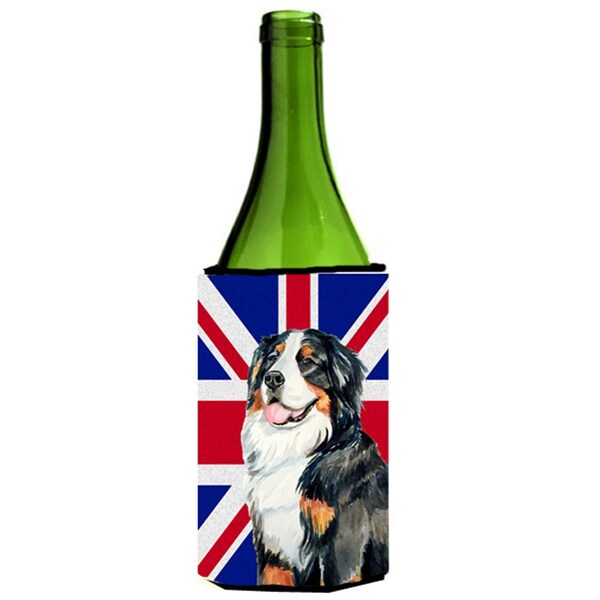 Carolines Treasures Bernese Mountain Dog With English Union Jack British Flag Wine bottle sleeve Hugger - 24 Oz. - LH9486LITERK