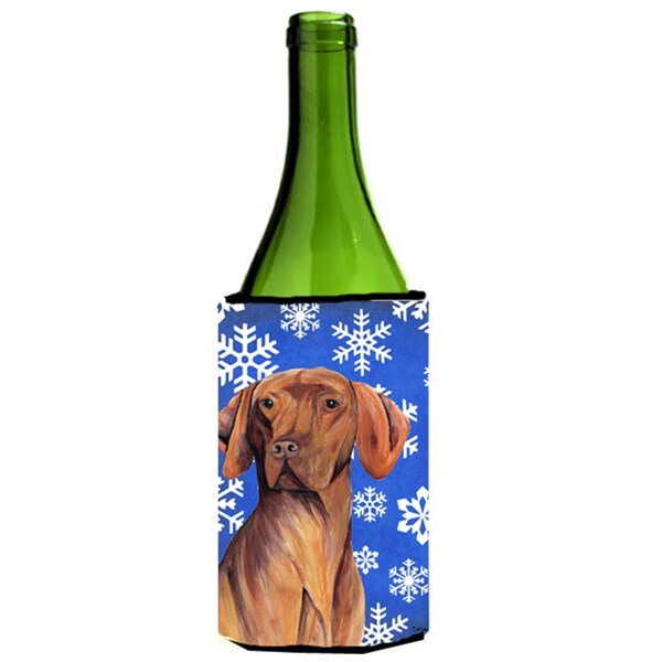 Carolines Treasures Vizsla Winter Snowflakes Holiday Wine bottle sleeve Hugger - 24 oz. - SC9378LITERK