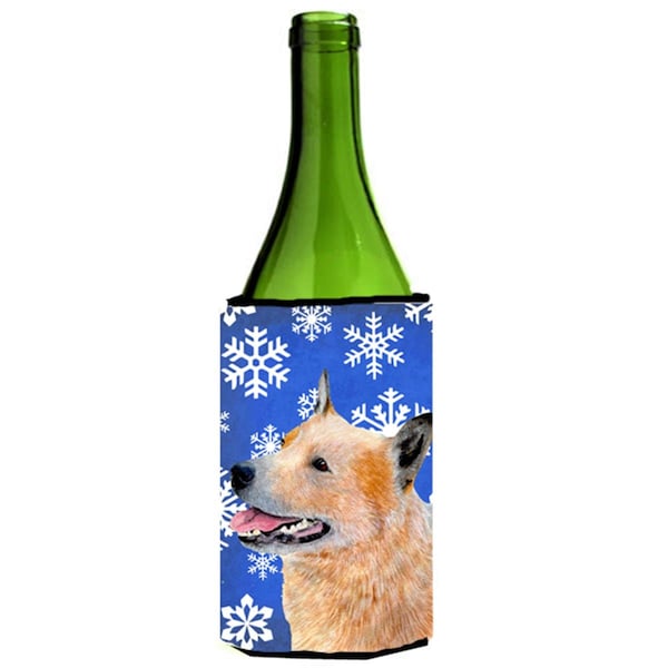 Carolines Treasures Australian Cattle Dog Winter Snowflakes Holiday Wine bottle sleeve Hugger - 24 oz. - LH9272LITERK