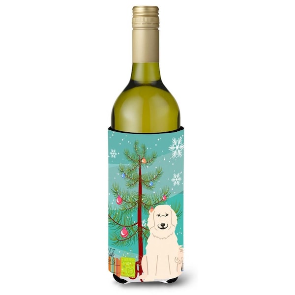 Carolines Treasures Merry Christmas Tree Great Pyrenese Wine Bottle Beverge Insulator Hugger - BB4208LITERK