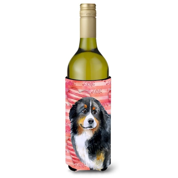 Carolines Treasures Bernese Mountain Dog Love Wine Bottle Beverge Insulator Hugger - BB9732LITERK