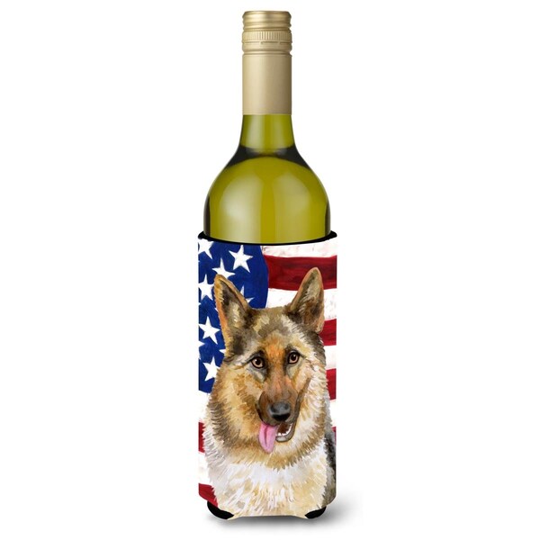 Carolines Treasures German Shepherd Patriotic Wine Bottle Beverge Insulator Hugger - BB9654LITERK