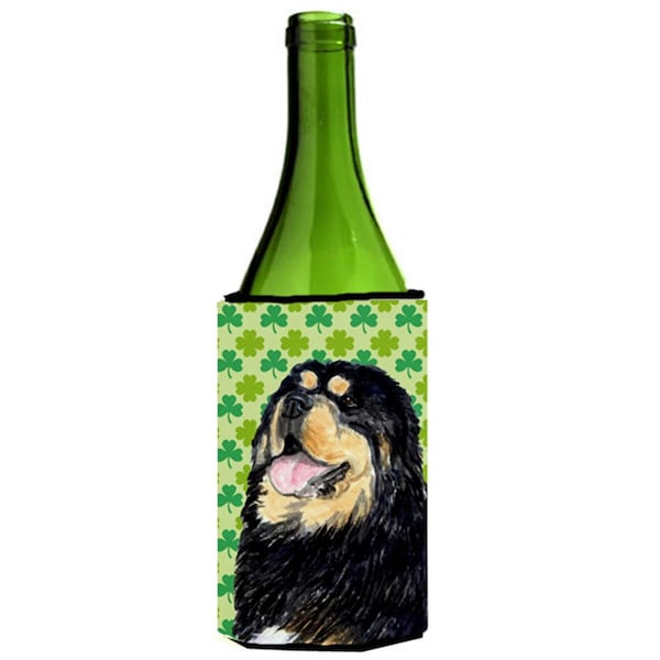 Carolines Treasures Tibetan Mastiff St. Patricks Day Shamrock Portrait Wine bottle sleeve Hugger - 24 oz. - SS4443LITERK