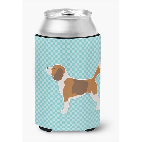Carolines Treasures Beagle Checkerboard Blue Can or Bottle Hugger - BB3710CC