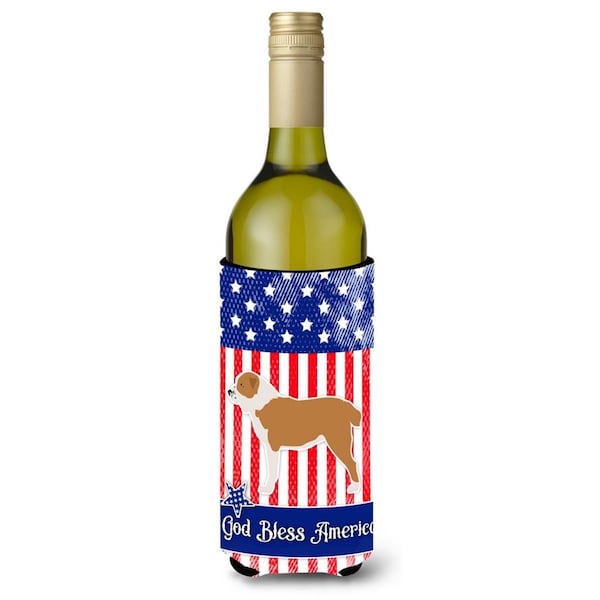 Carolines Treasures USA Patriotic Central Asian Shepherd Dog Wine Bottle Beverge Insulator Hugger - BB3328LITERK