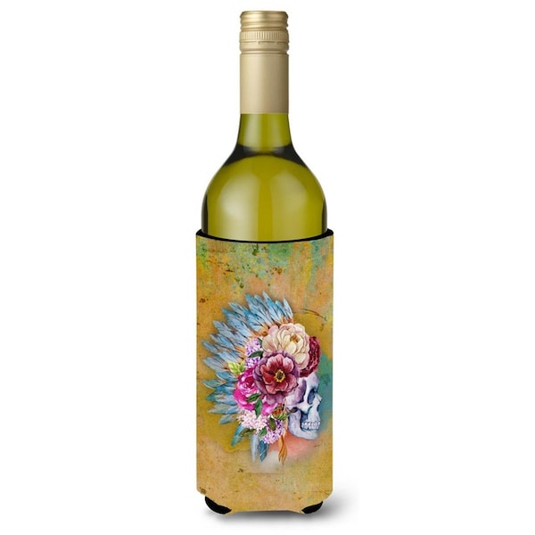 Carolines Treasures Day of the Dead Flowers Skull Wine Bottle Beverge Insulator Hugger - BB5129LITERK