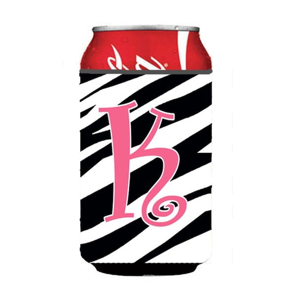 Carolines Treasures Letter K Initial Monogram - Zebra Stripe And Pink Can Or Bottle  Hugger - CJ1037-KCC