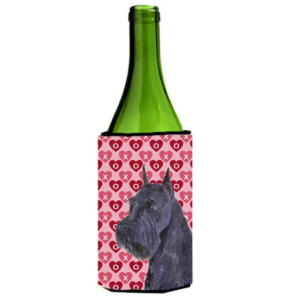 Carolines Treasures Schnauzer Hearts Love And Valentines Day Portrait Wine bottle sleeve Hugger - SS4523LITERK