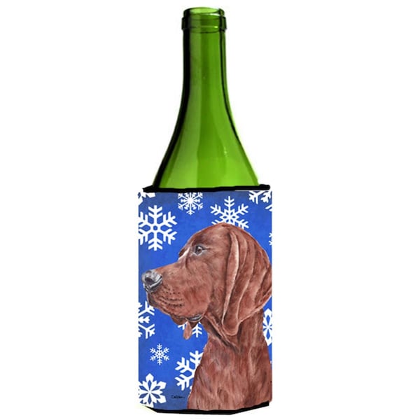 Carolines Treasures Redbone Coonhound Winter Snowflakes Wine bottle sleeve Hugger  24 Oz. - SC9779LITERK