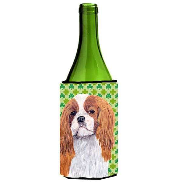 Carolines Treasures Cavalier Spaniel St. Patricks Day Shamrock Portrait Wine bottle sleeve Hugger - 24 oz. - SC9314LITERK