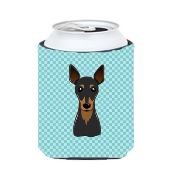 Carolines Treasures Checkerboard Blue Min Pin Can Or Bottle Hugger- 12 Oz. - BB1178CC