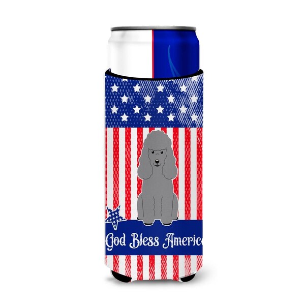 Carolines Treasures Patriotic USA Poodle Silver Michelob Ultra Hugger for Slim Cans - BB3063MUK