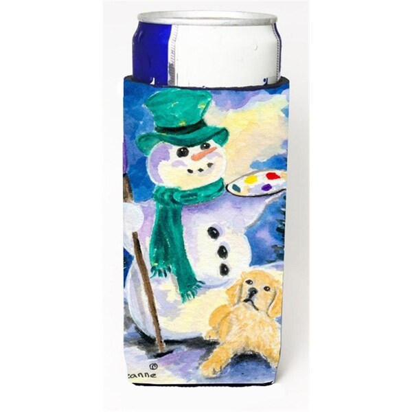 Carolines Treasures Snowman With Golden Retriever Michelob Ultra bottle sleeve for Slim Can - SS8994MUK