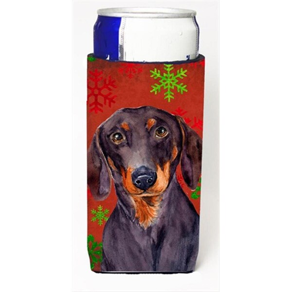 Carolines Treasures Dachshund Red And Green Snowflakes Holiday Christmas Michelob Ultra bottle sleeves For Slim Cans - LH9313MUK