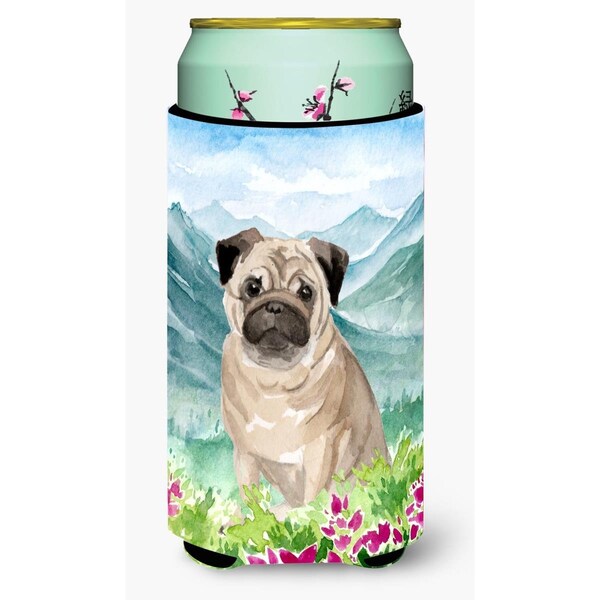 Carolines Treasures Mountian Flowers Fawn Pug Tall Boy Beverage Insulator Hugger - CK1969TBC
