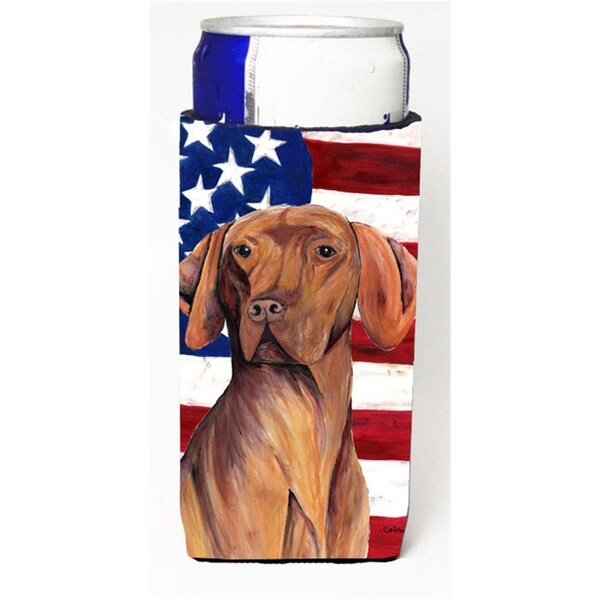 Carolines Treasures Usa American Flag With Vizsla Michelob Ultra bottle sleeves For Slim Cans - 12 oz. - SC9022MUK
