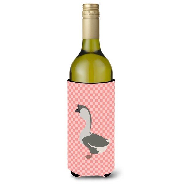 Carolines Treasures African Goose Pink Check Wine Bottle Beverge Insulator Hugger - BB7899LITERK