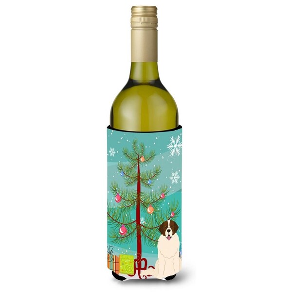 Carolines Treasures Merry Christmas Tree Moscow Watchdog Wine Bottle Beverge Insulator Hugger - BB4152LITERK