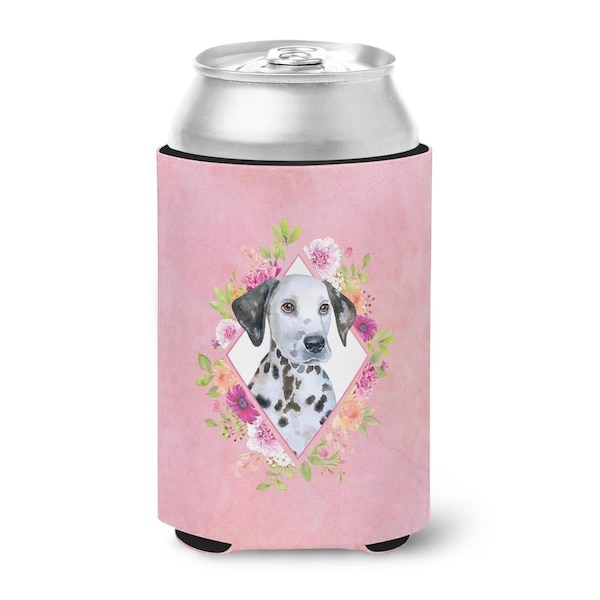 Carolines Treasures Dalmatian Puppy Pink Flowers Can or Bottle Hugger - CK4136CC