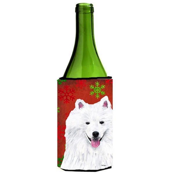 Carolines Treasures American Eskimo Snowflakes Holiday Christmas Wine Bottle   Hugger - SC9419LITERK