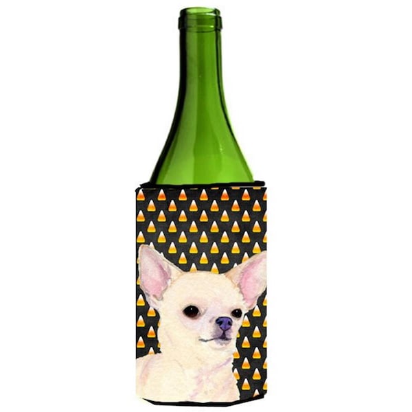 Carolines Treasures Chihuahua Candy Corn Halloween Portrait Wine bottle sleeve Hugger - 24 Oz. - SS4265LITERK