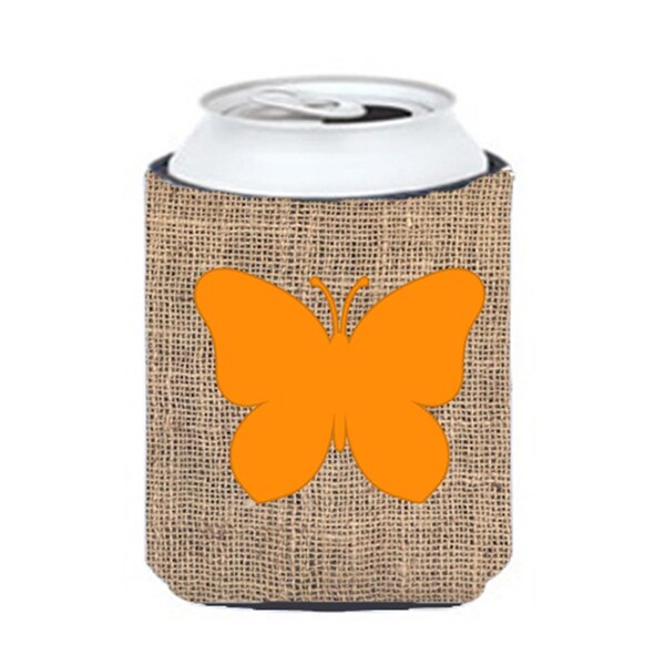 Carolines Treasures Butterfly Burlap and Orange Can or Bottle  Hugger - BB1047-BL-OR-CC