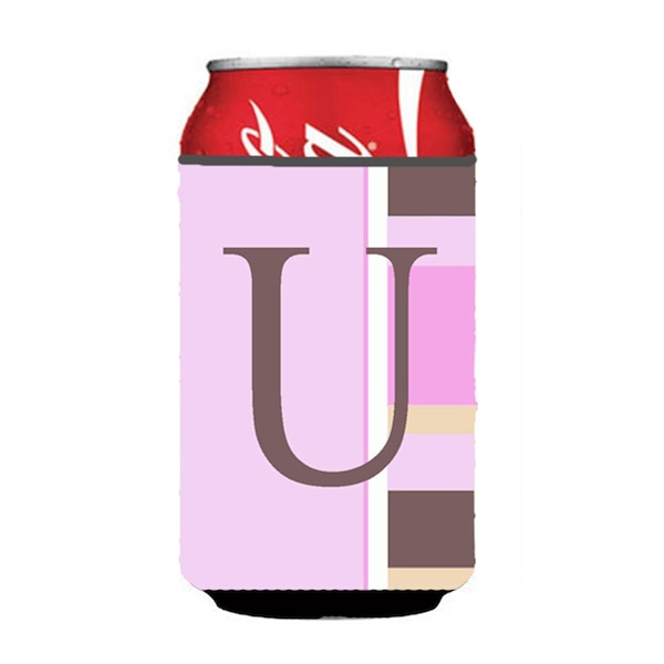 Carolines Treasures Letter U Initial Monogram - Pink Stripes Can or Bottle  Hugger - CJ1005-UCC