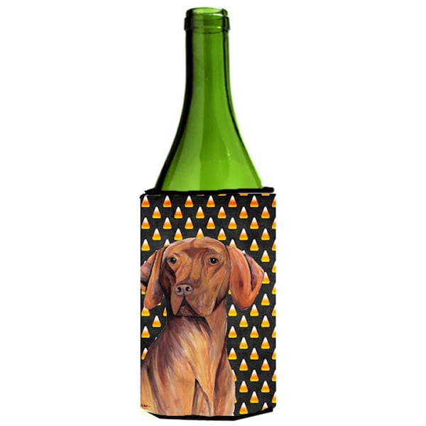 Carolines Treasures Vizsla Candy Corn Halloween Portrait Wine Bottle  Hugger - SC9169LITERK
