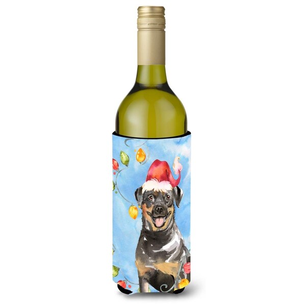 Carolines Treasures Christmas Lights Rottweiler Wine Bottle Beverage Insulator Hugger - CK2488LITERK