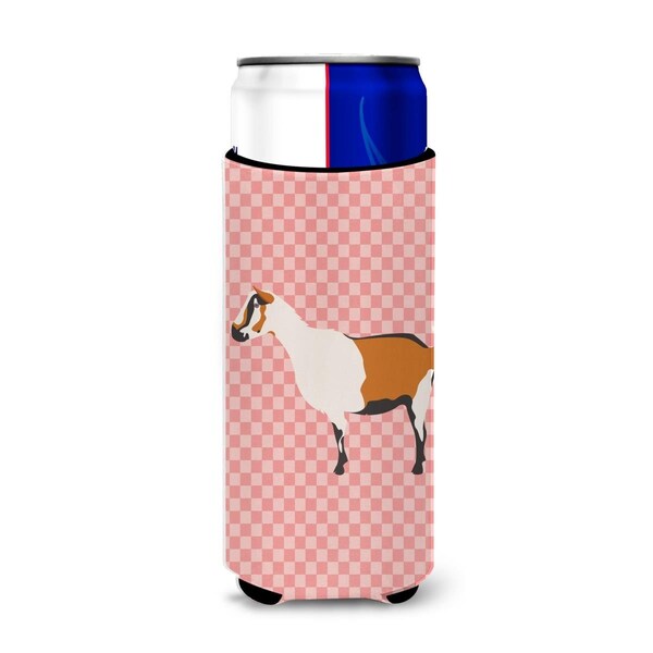 Carolines Treasures Alpine Goat Pink Check Michelob Ultra Hugger for Slim Cans - BB7880MUK