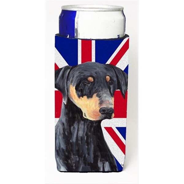 Carolines Treasures Doberman With English Union Jack British Flag Michelob Ultra bottle sleeves For Slim Cans - 12 Oz. - SC9834MUK