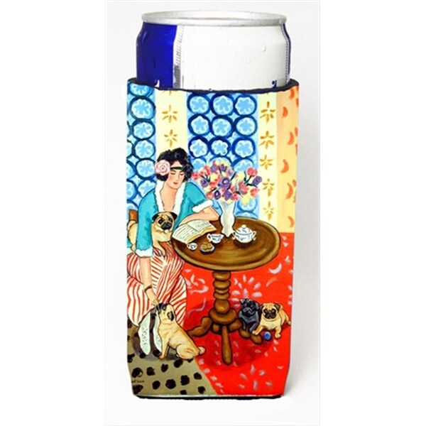 Carolines Treasures Lady With Her Pug Michelob Ultra bottle sleeves For Slim Cans - 7259MUK