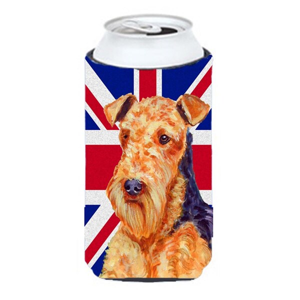 Carolines Treasures Airedale With English Union Jack British Flag Tall Boy bottle sleeve Hugger - 22 To 24 Oz. - LH9488TBC