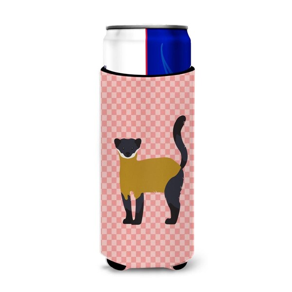 Carolines Treasures Yellow-Throated Marten Pink Check Michelob Ultra Hugger for Slim Cans - BB7874MUK