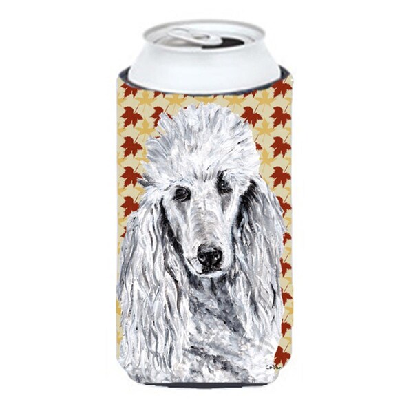 Carolines Treasures White Standard Poodle Fall Leaves Tall Boy bottle sleeve Hugger - 22 To 24 Oz. - SC9679TBC