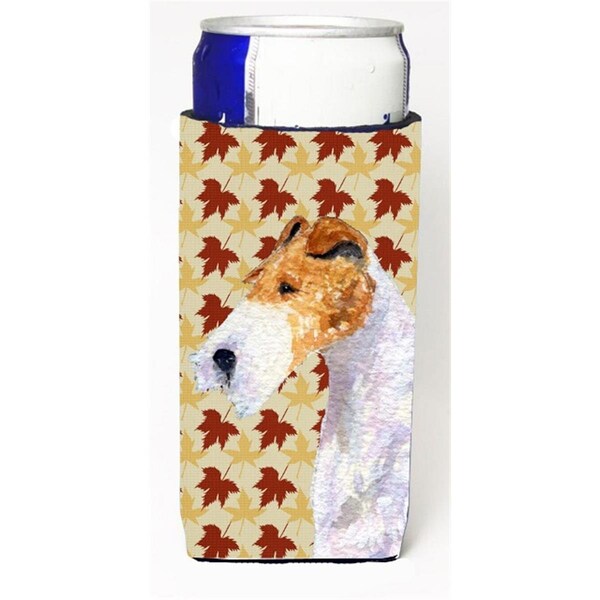 Carolines Treasures Fox Terrier Fall Leaves Portrait Michelob Ultra bottle sleeve for Slim Can - SS4378MUK