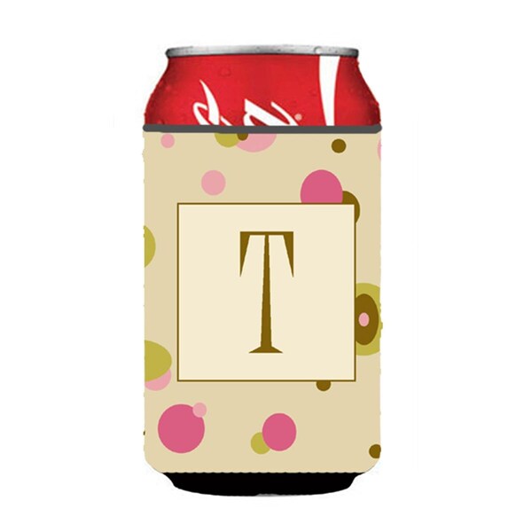 Carolines Treasures Letter T Initial Monogram - Tan Dots Can or Bottle  Hugger - CJ1004-TCC