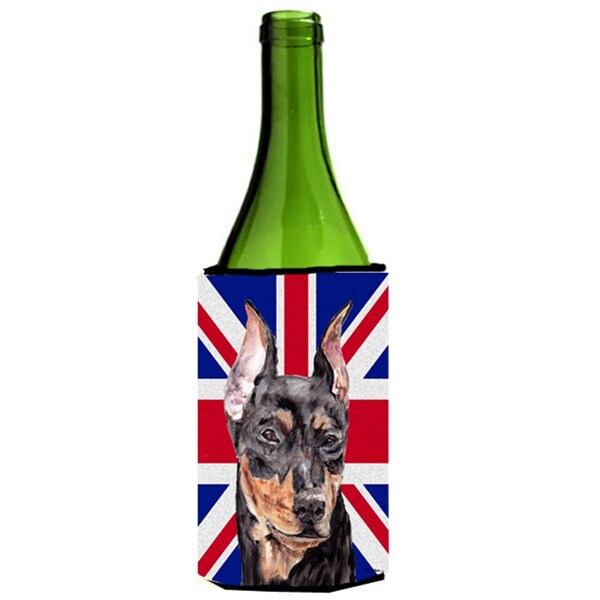Carolines Treasures German Pinscher With English Union Jack British Flag Wine bottle sleeve Hugger - 24 Oz. - SC9872LITERK