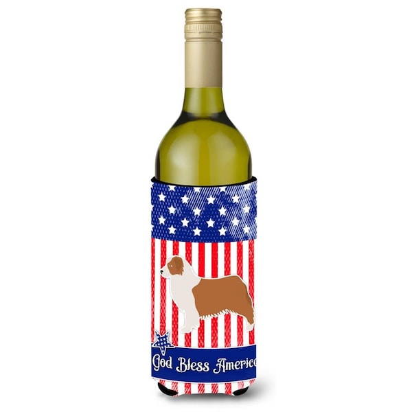 Carolines Treasures USA Patriotic Australian Shepherd Dog Wine Bottle Beverge Insulator Hugger - BB3333LITERK