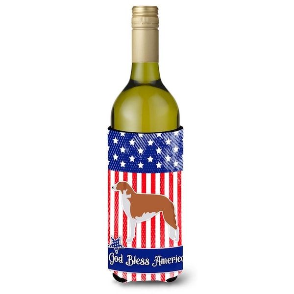 Carolines Treasures USA Patriotic Borzoi Russian Greyhound Wine Bottle Beverge Insulator Hugger - BB3299LITERK