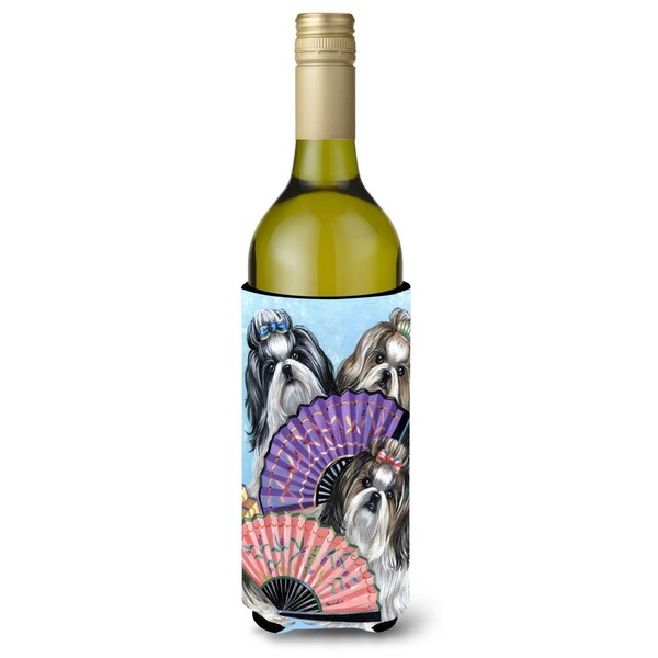 Carolines Treasures 24 oz Shih Tzu Top Fans Wine Bottle Hugger - PPP3190LITERK