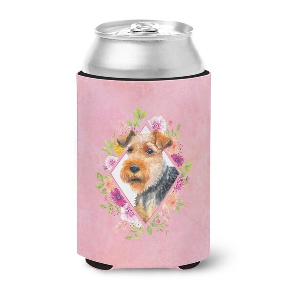 Carolines Treasures Welsh Terrier Pink Flowers Can or Bottle Hugger - CK4192CC
