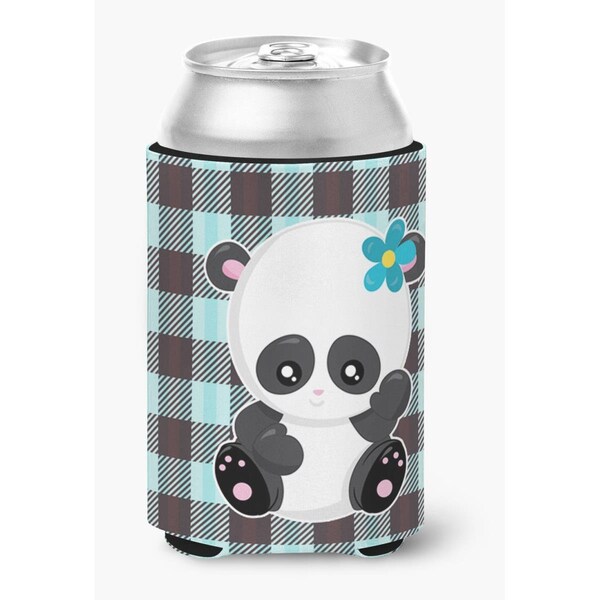 Carolines Treasures Panda on Plaid Can or Bottle Hugger - BB6800CC