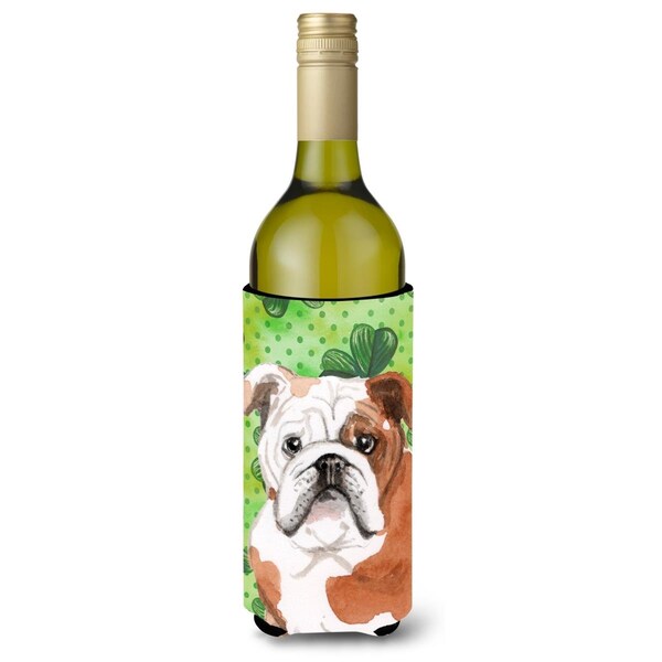 Carolines Treasures English Bulldog St. Patricks Wine Bottle Beverge Insulator Hugger - BB9556LITERK