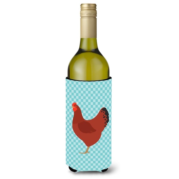 Carolines Treasures New Hampshire Red Chicken Blue Check Wine Bottle Beverge Insulator Hugger - BB8017LITERK