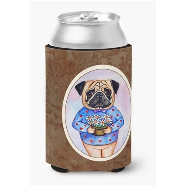 Carolines Treasures Carolines Treasures 7132CC Pug Valentines Hearts Can or Bottle Hugger - 7132CC